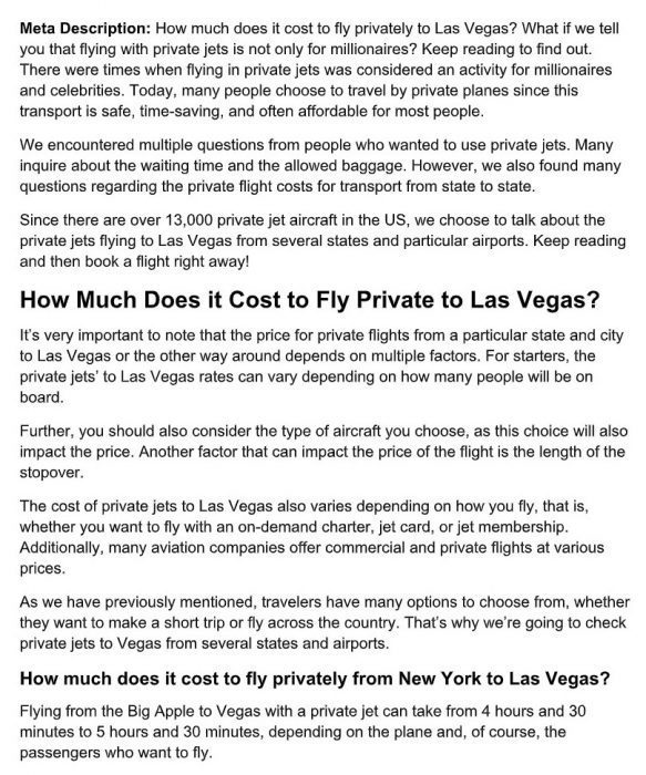[Informative] How Much Does it Cost to Fly Privately to Las Vegas