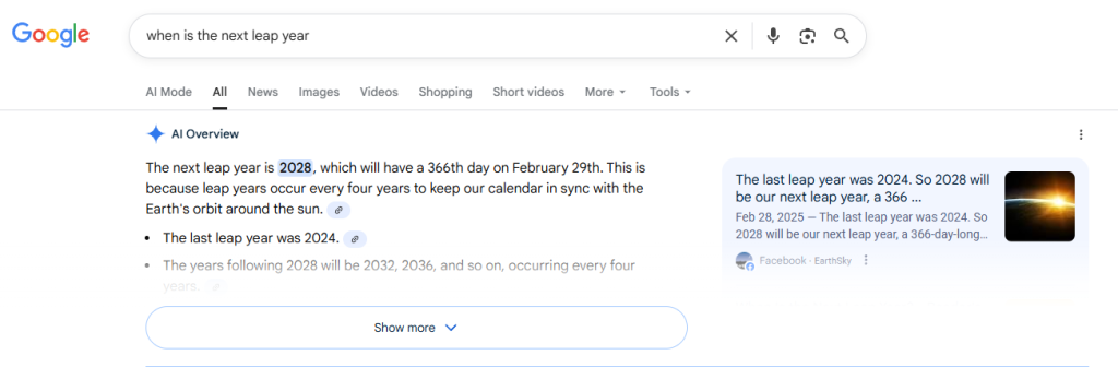 AI Overview - when is the next leap year