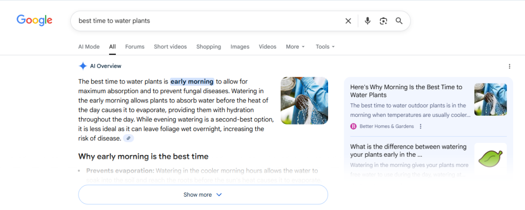 PPA - best time to water plants